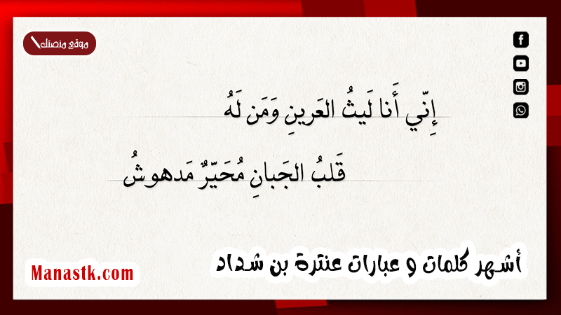 أشهر كلمات و عبارات عنترة بن شداد