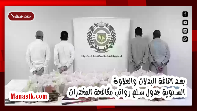 بعد اضافة البدلات والعلاوة السنوية جدول سلم رواتب مكافحة المخدرات