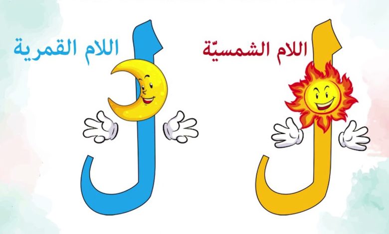 مجموعة أمثلة على اللام الشمسية والقمرية للأطفال